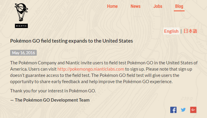 pokemon go field test usa niantic