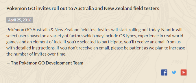 pokemon go field testers australia new zealand