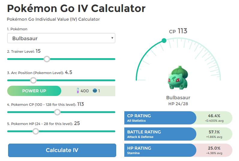 pokemon go iv calculator
